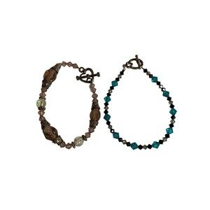 Beaded Bracelets Blue And Purple Handmade